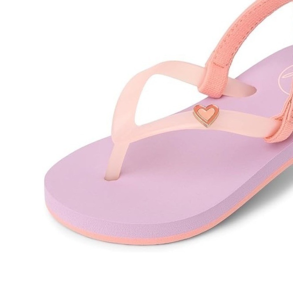REEF Kids Size 11 Little Charming Flip Flop Thin Strap Sandals Lavender/Coral - Picture 6 of 8